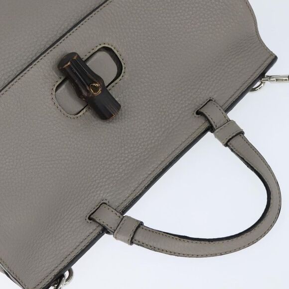 Gucci Bamboo Daily Top Handle Bag Leather Gray Leather Handbag (Pre-Owned) - Picture 16 of 16